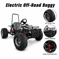 Go Kart Eléctrico Todoterreno para Adultos, con Volante, Llantas de 10 Pulgadas, Asiento Individual, Batería de Litio sin Escobillas