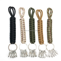 Mousqueton porte-clés d'extérieur, corde en paracorde, kit de survie d'urgence, anneau porte-clés