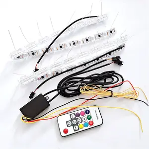 Tcart 12V 8W 4014 Crystal Rgb Kleurrijke Flexibele Led Drl Strip Licht Universele Drl Led-dagrijverlichting met Afstandsbediening