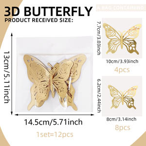 ملصقات حائط على شكل فراشة ذهبية وردية وملصقات لحفلات الزفاف وعيد الميلاد وعيد الحب وخلفية زخرفية - Product Image 6