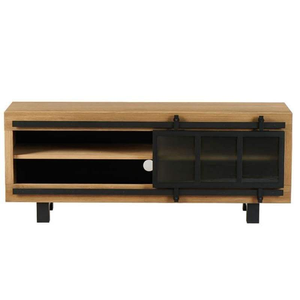 Consola de TV para Sala de Estar Hecha a Mano con Madera Sólida, Paneles Decorativos Tallados y Amplio Interior - Product Image 3