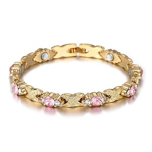 Women's Two-Tone Diamond <b>Bracelet</b> Zinc Alloy Magnetic Jewelry Gift Fashion Beaded <b>Bracelets</b> - Product Image 5