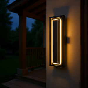 23,6 Lampes murales extérieures modernes à LED en fer noir de grande taille, luminaire pour la maison, pour le porche avant, le garage, le jardin, l'entrée, la porte - Lot de 2 - Product Image 2