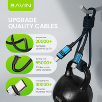 Câble USB-C vers USB-C BAVIN CB368 CC 100W à charge rapide avec écran LED en PVC pour téléphone portable Android et ordinateur portable