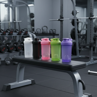 Bouteille en plastique de 350 ml, anti-fuite, sans BPA, avec fonction de boisson directe, couvercle spirale antidérapant, pour la gym, personnalisable