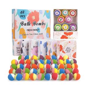 Juego de Regalo de 48 Bombas de Baño Naturales y Orgánicas con Logotipo Personalizado de Fábrica OEM, para Spa en Casa, Relajación y Alivio del Estrés - Product Image 2