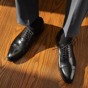 Chaussures de bureau formelles et professionnelles pour hommes, style britannique tendance, en cuir véritable, imperméables, semelle antidérapante - Product Image 4