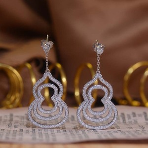Trendy Romantic Ladies <b>Silver</b> Plated Gold Plated Moissanite Ball Shape <b>Hoop</b> <b>Earrings</b> for Anniversary Engagement Wedding - Product Image 4