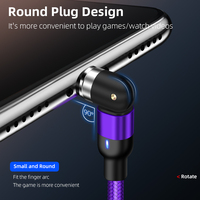 Kabel Charger Magnetik Ponsel A-BST 1m 3.3ft 2m 6.6ft 540 Derajat 3 in 1 Kabel Usb Magnetik Led Hitam Merah Ungu