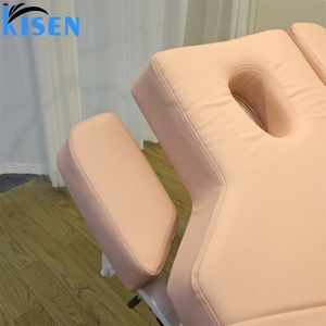 KISEN Luxury Gold Beauty Salon Furniture 4 Motor Electric Massage Cosmetic <b>Bed</b> Spa Adjustable EyeLash Facial <b>Bed</b> With Lamp - Product Image 6