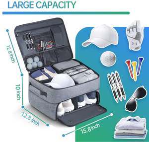 Bolsa <span class=keywords><strong>de</strong></span> Almacenamiento para <span class=keywords><strong>Zapatos</strong></span> <span class=keywords><strong>de</strong></span> <span class=keywords><strong>Golf</strong></span> Profesional <span class=keywords><strong>de</strong></span> 2 Capas con Compartimentos <span class=keywords><strong>de</strong></span> Ventilación a Prueba <span class=keywords><strong>de</strong></span> Humedad, Equipaje <span class=keywords><strong>de</strong></span> Viaje para Artículos Deportivos - Product Image 2