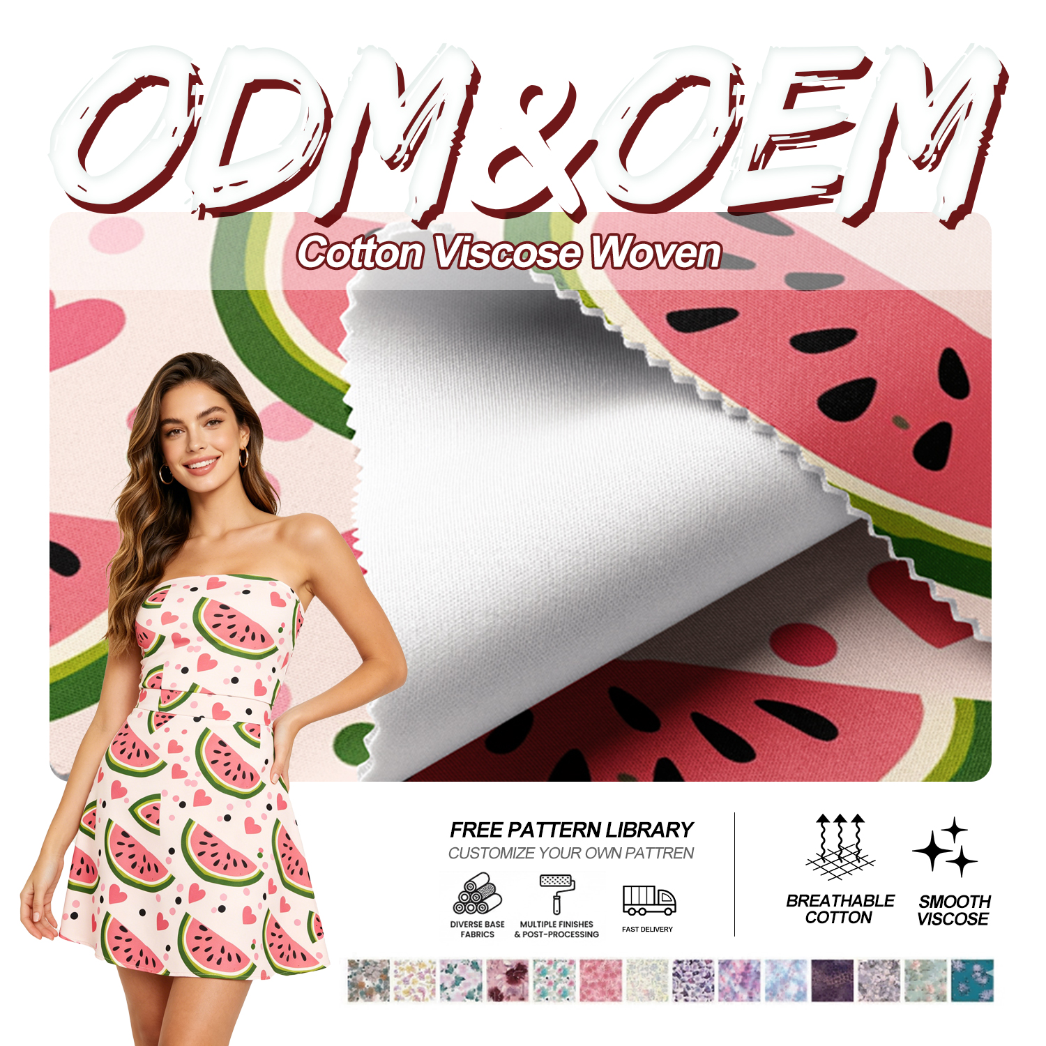Allover Printed Rayon Woven Fabric in Viscose Cotton for Summer Dress Blouse Apparel Factories Factory Apparel Orders