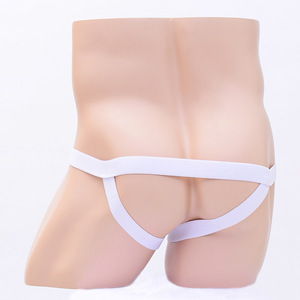 Yiziduo <b>Men's</b> Low-Rise Thong Underwear With Metal <b>Ring</b> White Spandex Sexy Briefs G553 - Product Image 3