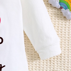 Mono sin pies para bebé recién nacido 2026 con estampado de letras y cierre de botones a presión, conjunto de una pieza de manga larga para bebé - Product Image 5