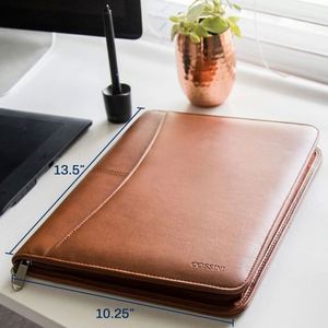 Custom Leather Hardcover Zipper Padfolio Binder Organizer Calculator with Letter Notepad-Gift A5 Size 80 Gsm - Product Image 4