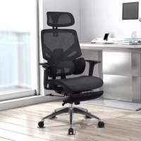 Chaise de bureau personnalisée à dossier haut avec design moderne, appui-tête ergonomique en maille réglable, tissu en mousse contemporain et roulettes