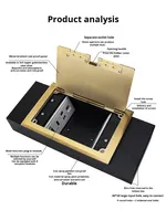 Enchufe de descarga Universal de cobre a prueba de agua para UE/Reino Unido, diseño empotrado, enchufe de suelo de elevación, Cable de caja de suelo de Metal 16A 110-250V IP20