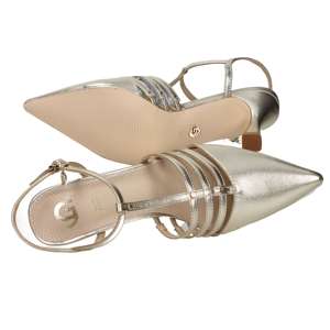 รองเท้าส้นสูงแบบสวม Gold Donna Slingback ส้นสูง 7.5 ซม. ไซส์ 38 สีทองเมทัลลิก ปลายแหลม รองเท้าผู้หญิง - Product Image 6