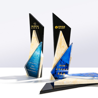Nouveau design, trophée en cristal bleu avec logo personnalisé, trophée en marbre pour les soins personnels, trophée en cristal