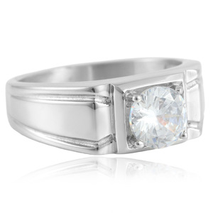 Stainless Steel Ring Women's Geometric White Sapphire Stone Gift Jewelry 210133 - Product Image 1