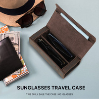 Étui de rangement classique pour lunettes en cuir Crazy Horse, étui portable en cuir PU avec quatre compartiments pour le voyage