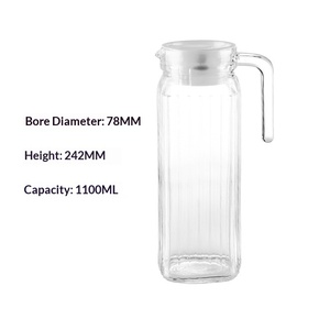 Caraffa in Vetro Trasparente di Grande Capacità per Acqua Fredda, Resistente alle Alte Temperature, Set Domestico con Motivo Glaciale, Design Moderno - Product Image 5