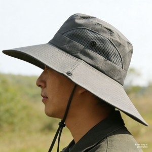 Chapeau de pêcheur en polyester respirant et coupe-vent pour homme, réglable avec bouton, idéal pour la pêche estivale, la randonnée en extérieur, protection solaire UV pour le visage - Product Image 4