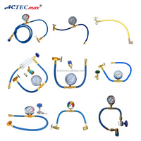 AC.135.1194 Kit d'outils pour véhicules R134a avec raccord femelle 1/2" ACME RH et raccord mâle 1/4" SAE auto-perforant, Tuyau de recharge de réfrigérant pour climatisation automobile