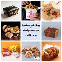 Caja Desechable para Llevar Comida, de Papel Kraft Antigrasa, Impresa Personalizada, para Pollo Frito, Sushi, Restaurantes de Comida Rápida, Reciclable