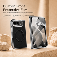 Étui de téléphone pliable pour iPhone DUO, texture en cuir PU premium, coque magnétique avec verre frontal pour iPhone Fold