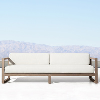 Ensemble de canapé d'extérieur en teck massif de qualité supérieure avec coussins imperméables et table basse, meubles de patio