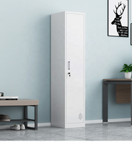 Casier de rangement en acier autoportant, fin, à compartiment unique et verrouillable, armoire métallique pour chambre et appartement