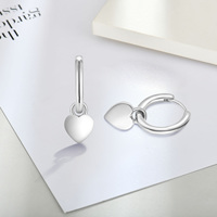 Boucles d'oreilles en argent sterling 925 véritable, simple, romantique, avec cœur, pour femmes, coréennes, pour fête et mariage.