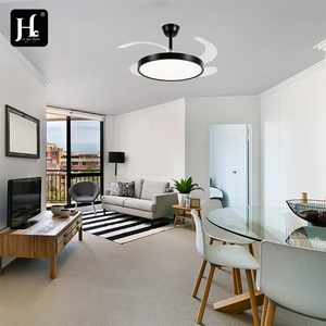 2026 LED fan light white black metal spray paint wood grain ring fan canteen bedroom living room remote control - Product Image 6