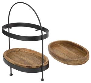 Caoxian huashen ที่วางเค้กไม้2ชั้นสร้างสรรค์กรอบโลหะชุบสังกะสีแบบเรียบง่ายที่วางคัพเค้กเสิร์ฟแบบแฮนด์เมด - Product Image 4