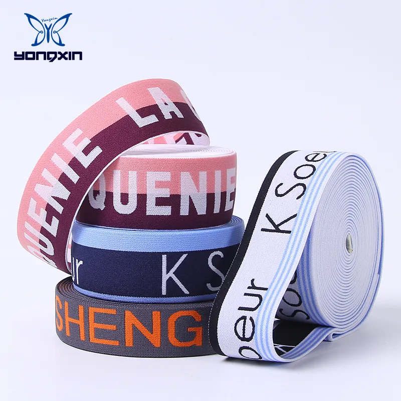 Aangepaste Multi-Color Ondergoed Webbing Riem Jacquard Letter Elastische Band