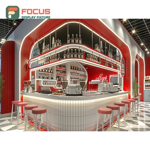 Freestanding Cafe Service Counter Oak Veneer Finish Coffee Bean Display Area Barista Service Counter - Product Image 4