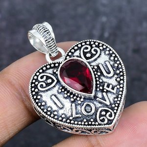 Bijoux de mode ethniques élégants unisexes bohèmes plaqués argent faits à la main avec pierre précieuse grenat rouge naturel pour occasions de fête - Product Image 5
