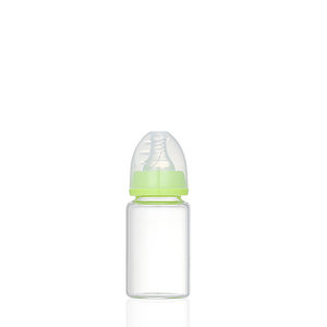 Nouveau Transparent 240ml & 120ml avec couvercle et sucette Anti <span class=keywords><strong>Colique</strong></span> Standard cou bouche bébé lait verre biberon - Product Image 6