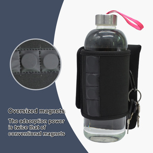 Sac <span class=keywords><strong>de</strong></span> sport magnétique noir personnalisé avec logo, petit format, en néoprène, avec fermeture éclair, <span class=keywords><strong>poche</strong></span> pour téléphone, porte-bouteille d'eau, pochette pour téléphone avec aimant - Product Image 3