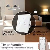 Interrupteur tactile intelligent Wi-Fi + RF + BLE pour l'UE et le Royaume-Uni, 1/2/3/4 gangs, compatible Alexa et Tuya, télécommande sans fil, sans neutre