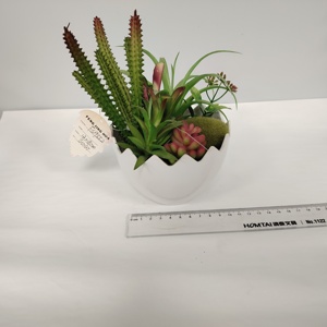 Arreglo <span class=keywords><strong>de</strong></span> Plantas Suculentas Artificiales en Maceta <span class=keywords><strong>de</strong></span> Cerámica Blanca - <span class=keywords><strong>Cactus</strong></span> Artificial Realista para Decoración del Hogar, Oficina y Escritorio - Product Image 3