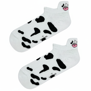 Chaussettes de sport brodées à motif vache, mignonnes, pour usage quotidien, respirantes et jetables, taille unique. - Product Image 2