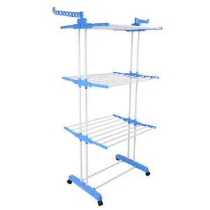 Foldable 3 Layer Iron Folding Tower Dryer Rack 3 Tier Cloth Drying Stand