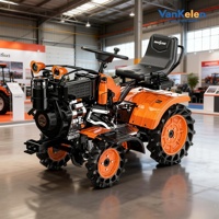 Remorque agricole portable pour micro-charrue 4x4 assise, transport de récoltes, petit tracteur agricole avec moteur 15 CV et boîte de vitesses