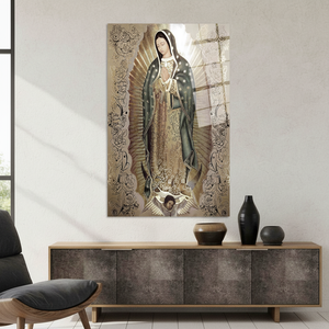 Elegante Panel de Lona Impreso con Arte Decorativo de la Virgen de Guadalupe, Decoración para el Hogar con Vidrio Templado - Product Image 3