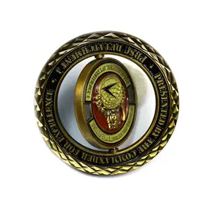China Kunshan Factory Direct Wholesale Custom Antique Gold Plated Metal Badges 3d Rotating Spin Challenge <strong>Coins</strong> - Product Image 1