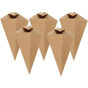Customizable Reusable Durable Kraft Paper French Fries Cones with UV Coating Disposable Food Chips and Dip Pocket in Folder <b>Box</b> - Product Image 1