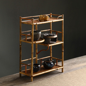 Estante de bambú para té, 36x15x49cm, estante rectangular duradero de tipo vertical para almacenamiento de juegos de té, unidad de exhibición inspirada en el estilo Zen - Product Image 1
