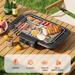 <span class=keywords><strong>Barbecue</strong></span> électrique sans fumée, antiadhésif, hauteur réglable, pour intérieur/extérieur, 2000W, haute puissance, double tube, amovible, portable - Product Image 4